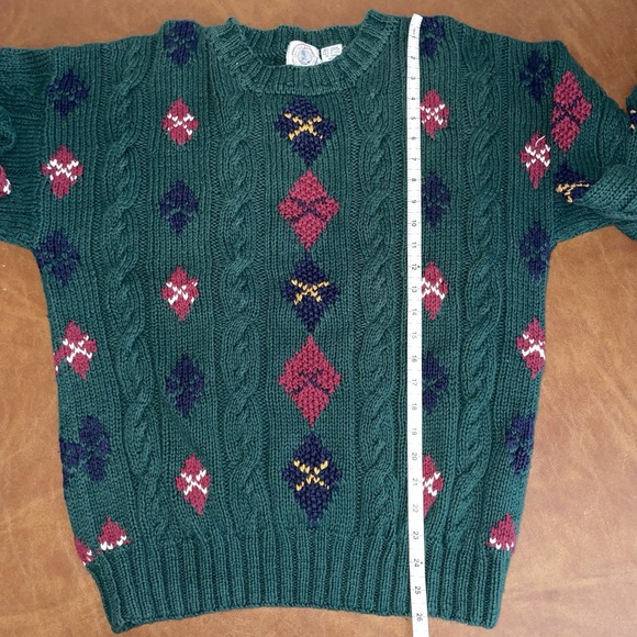 Vintage Cape Isle Knitters Crew Neck Hand Knitted Knit Sweater Green‎ Size: XL - Picture 6 of 6